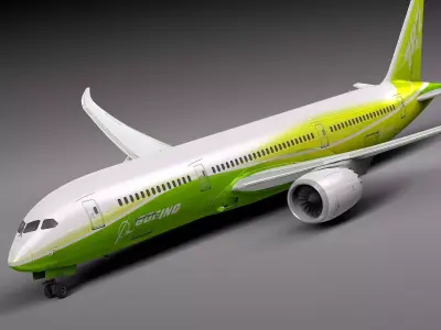 Boeing 787 Dreamliner Green Lemon 3D model