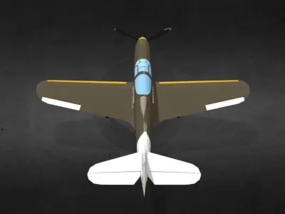bell-p-39-airacobra fighter plane flying in sky Low-poly 3D model