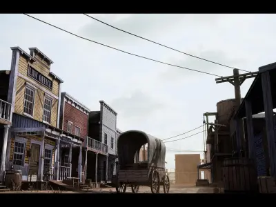 Western Town Village Pack Low-poly 3D model