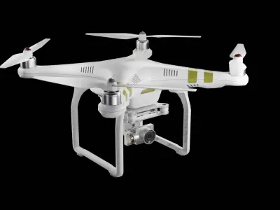 Low poly DJI Phantom 3 Pro black and white edition Low-poly 3D model