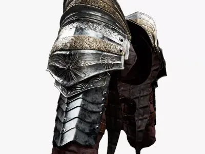  Female Knight Shoulder Armor Set MidPoly 3D model