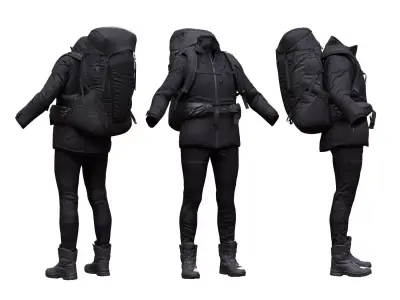 Female Hiking Outfit Low-poly 3D model