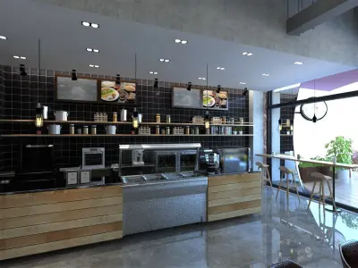 Resturaunt with Christmas Decoration 3D model