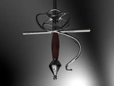 Italian rapier Low-poly 3D model
