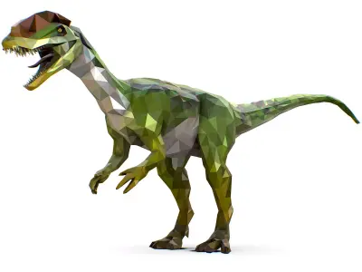 Dinosaur Dilo Green Lowpoly Art Style Animal Low-poly 3D model Low-poly 3D model