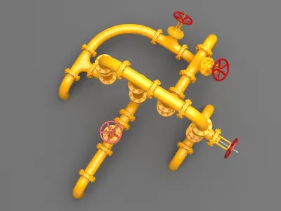 PBR Industrial Pipes Middle Low-poly 3D model