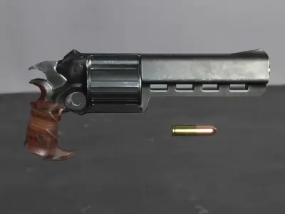 Skull Buster Revolver Handgun Low-poly 3D model