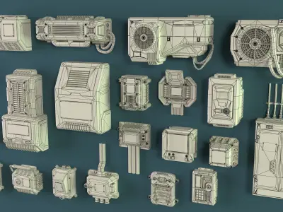 Wall Electric Props 2 - 20 pieces Low-poly 3D model