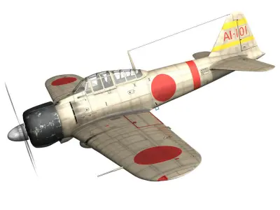 Mitsubishi A6M2 Zero - Carrier Akagi 3D model