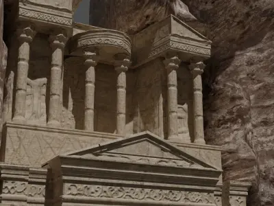 petra castle the royal tombs - realistic low poly Low-poly 3D model