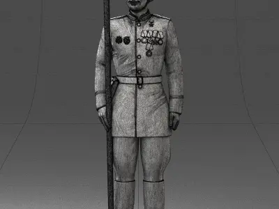 000110 Smiling Soviet Heroic Soldier in Parade Stance 0116 3D model