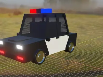 police car cartoon low poly 3d model for game Low-poly 3D model