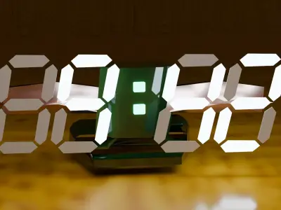 Digital LED Clock Low Poly 3D Model Low-poly 3D model