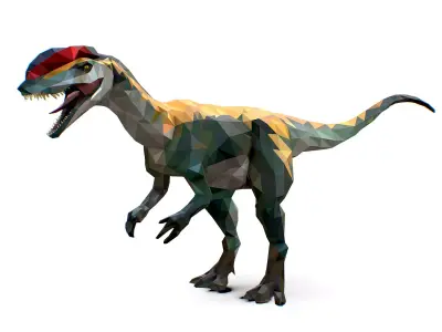 Dinosaur Dilo Lowpoly Art Style animal Low-poly 3D model