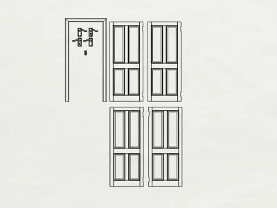 Dolls House Contemporary internal door 4 panel 12th Scale 3D print model