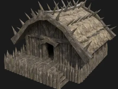 ORC ORCISH BARBARIAN HUNTER CAMP HOUSES TENTS COLLECTION Low-poly 3D model