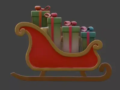 Stylized Santa Claus Sleigh 3D Model Low-poly 3D model purchase