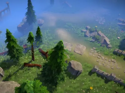 Top-Down Forest Ruins Low-poly 3D model