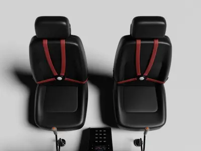 Aircraft cockpit control panel and chairs 3D model