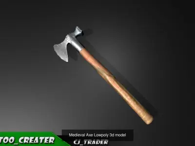 Medieval PBR Axe Collection Pack Low-Poly 3D Model 