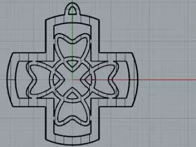Croce bombata con cuore Free 3D model
