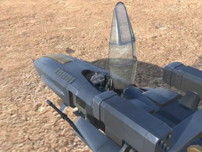 Military Sci-Fi Ship with Crashed Version Low-poly 3D model