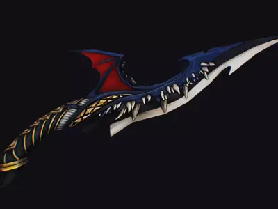 Dagger Dragon Jaw Teeth Short Blade Sharpener Wedge Grinding Low-poly 3D model