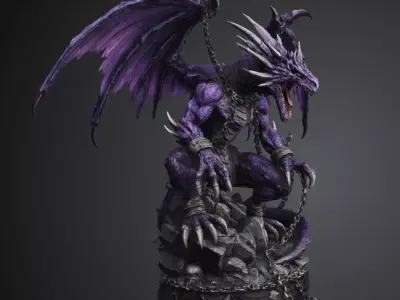 Dragon Chained Abyssal Dragon 32mm Dark Fantasy STL Model 3D print model