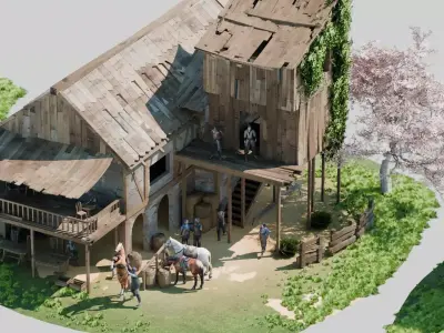 Shanty Town Environment Low-poly 3D model