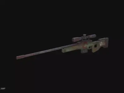 Post apocalyptic AWP Low-poly 3D model