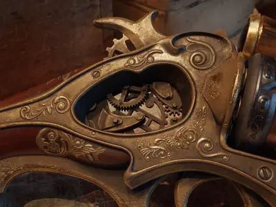 Steampunk Gun - Queens Tender Low-poly 3D model