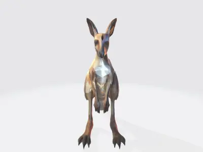 A Female  Gender Grey  Red Kangaroo Life 3d Render 3D model