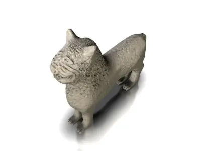 Ancient stone lion Low-poly 3D model