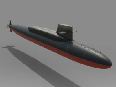 Nuclear submarine SSBN 598 Georges Washington with missile Free 3D model