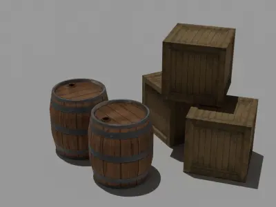 woody box Low-poly 3D model