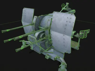 Flakvierling 38 Low-poly 3D model