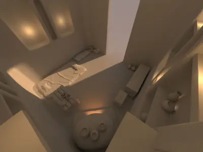 Rural house Interior and Props Low-poly 3D model