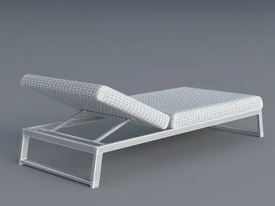 Outdoor Metal and Fabric Sunlounger Sunbed 3D model