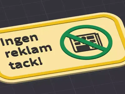 Ingen Reklam Tack Skylt Sign 3D print model