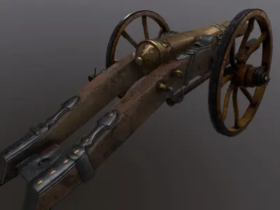 Gun low poly cannon Low-poly 3D model