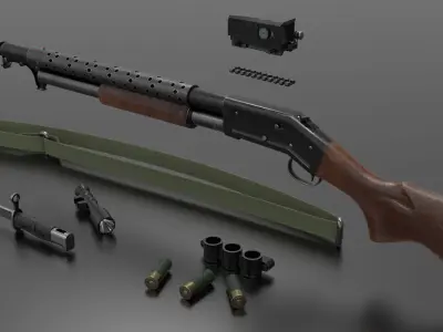 Winchester Model 1897 Shotgun Fps - Tps Low-poly 3D model