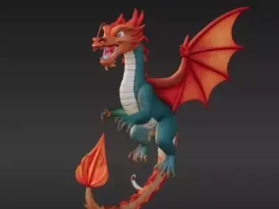 Cartoon Cute Fantasy Baby Dragon Stylized Fantasy 3D Model 3D model
