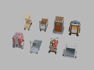Trolleys Pack Collection Low-poly 3D model