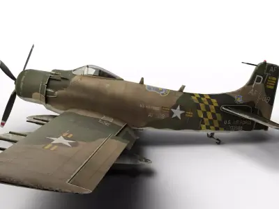 A-1 Skyraider Attack Aircraft - Realistic 3D model