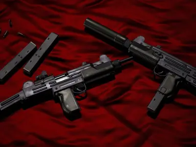 Uzi SMG PBR Low-poly 3D model