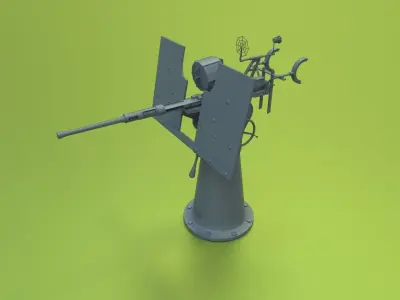 Oerlikon 20mm AA gun Low-poly 3D model