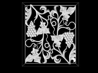 3D model stl doors with leaves and grapes for CNC router Free 3D print model