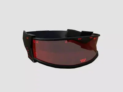 SciFi Glasses C02 Black Red - Character Design Fashion Low-poly 3D model