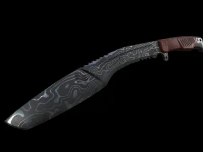 Kukri Knife - Damascus Steel Version 2 Low-poly 3D model