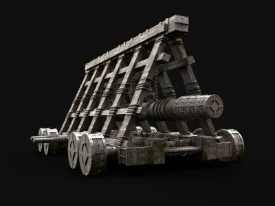  BATTERING RAM SIEGE ENGINE MEDIEVAL WAR MACHINE BATTLE Low-poly 3D model